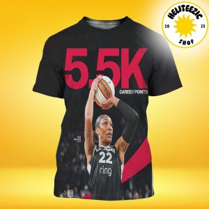 Aja Wilson Las Vegas Aces Reach 5.5K Career Points WNBA 2025 All Over Print Shirt