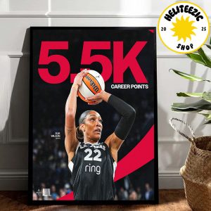 Aja Wilson Las Vegas Aces Reach 5.5K Career Points WNBA 2025 Home Decor Poster Canvas
