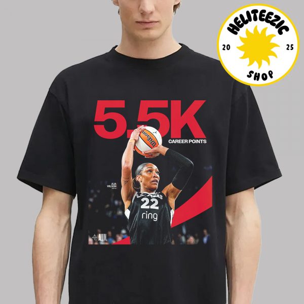 Aja Wilson Las Vegas Aces Reach 5.5K Career Points WNBA 2025 Unisex T-Shirt