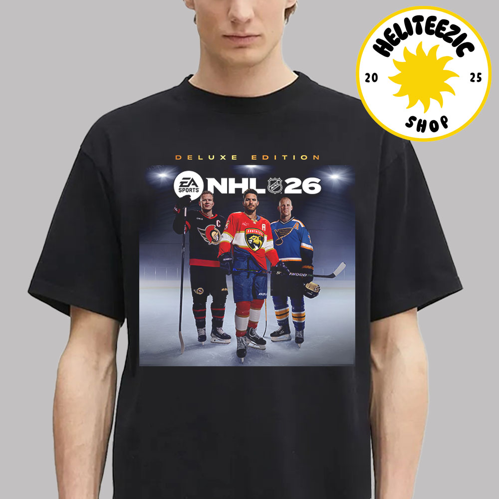 EA Sports NHL 26 Deluxe Edition Cover Matthew Tkachuk Florida Panthers Brady Tkachuk Ottawa Senators Keith Tkachuk Unisex T-Shirt