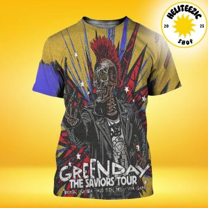 Green Day The Saviors Tour 2025 Event Poster In Bogota Colombia At Viva Claro On August 24th 2025 All Over Print Shirt