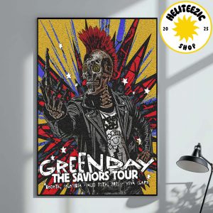 Green Day The Saviors Tour 2025 Event Poster In Bogota Colombia At Viva Claro On August 24th 2025 Home Decor Poster Canvas