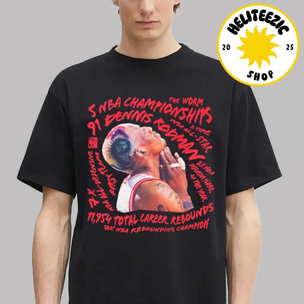 Mitchell And Ness Chicago Bulls Dennis Rodman Abstract Player NBA Unisex T-Shirt
