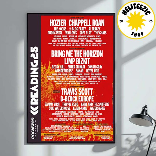 Reading Festival 2025 Lineup In Richfield Avenue Reading On August 22th 23th And 24th 2025 Home Decor Poster Canvas