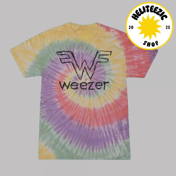 Weezer Summer 2025 Merch Tee Scribbles Logo Tie Dyed All Over Print T-Shirt